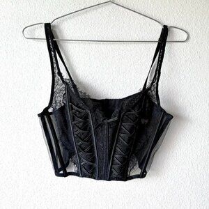 Victoria's Secret Black Lace Corset Bra Women's Medium